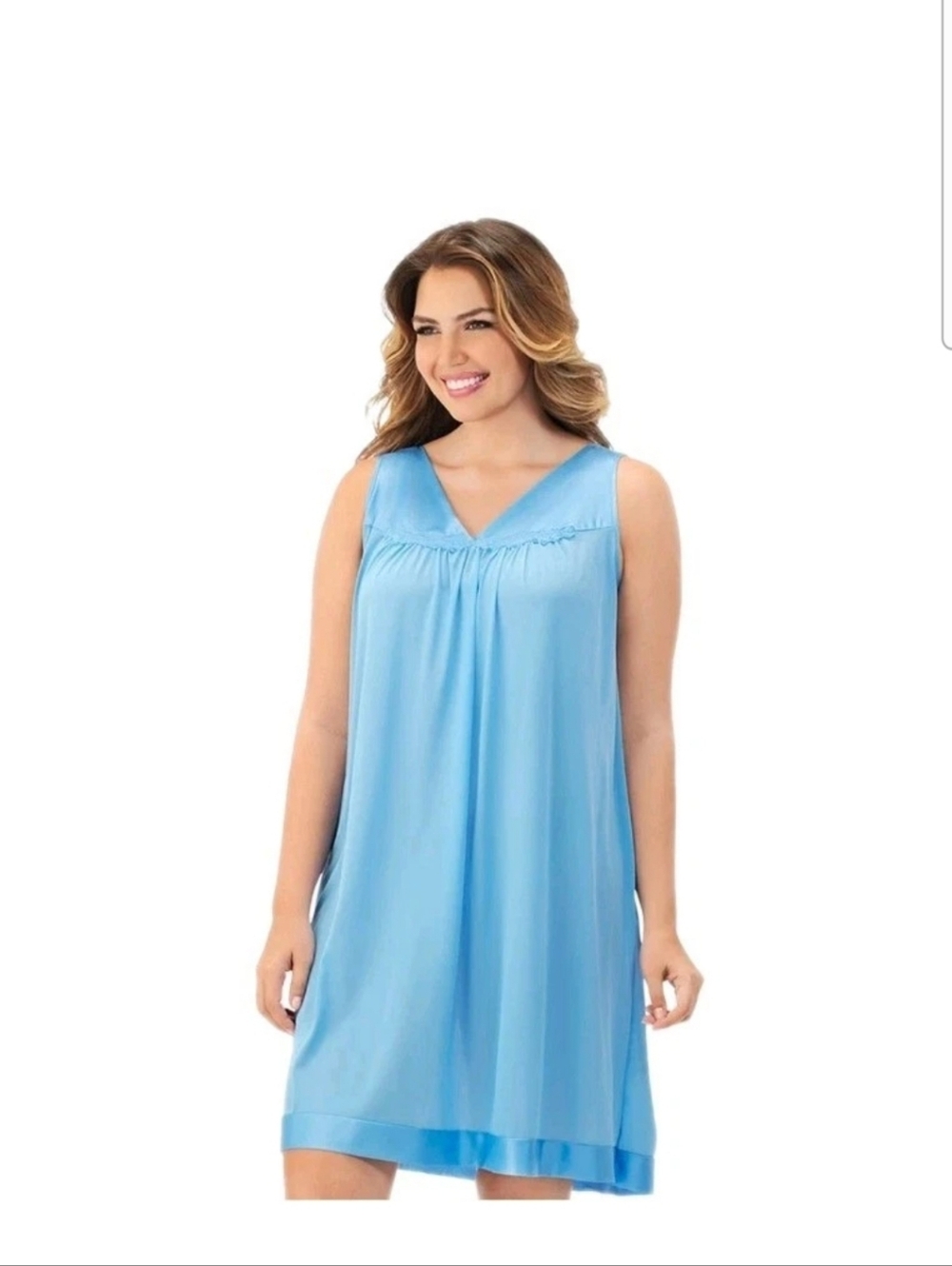 NWT Vanity Fair Women's Azure Mist Coloratura Silky Lace Nightgown Size Large